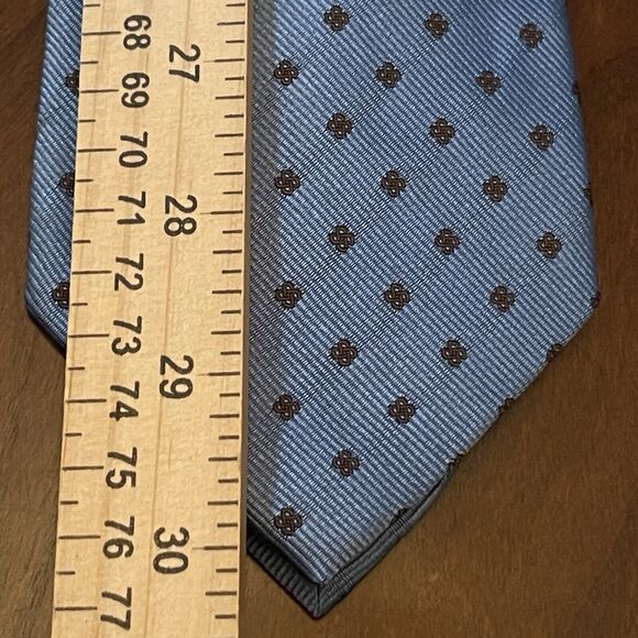 Lc La Corona Roma Blue Brown 100% Silk Men’s Neck Tie Made In Italy - Picture 5 of 9